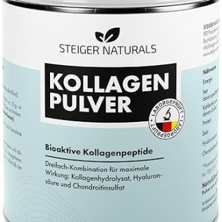 Коллагеновый порошок Steiger Naturals - Биоактивные коллагеновые пептиды Verisol® + гиалуроновая кислота и хондроитин - 300 г - Высокая дозировка, безвкусный и растворимый - Сделано в Германии - PZN 19631855