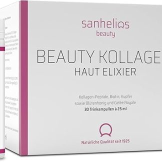 Sanhelios® Beauty Collagen Антивозрастной комплекс изнутри, фармацевтического качества, упаковка из 30 таблеток, 2500 мг коллагена, биотин, медь и витамин С с цветочным медом и маточным молочком.