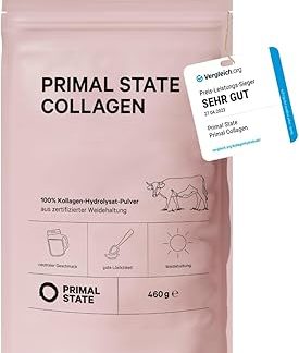 Коллагеновый порошок Primal State® 460 г – Без вкуса – Биоактивный гидролизат коллагена – Пептиды типа 1 и 3 – Идеальная растворимость