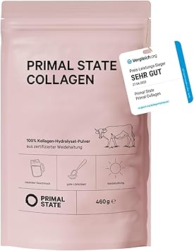 Коллагеновый порошок Primal State® 460 г – Без вкуса – Биоактивный гидролизат коллагена – Пептиды типа 1 и 3 – Идеальная растворимость