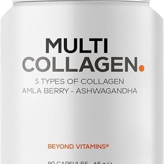 Капсулы Codeage Multi Collagen Peptide, типы I, II, III, V и X, гидролизованный бычий коллаген от животных, выращенных на травяном откорме, с ашвагандой и ягодами амлы, коллаген для кожи, волос, ногтей и суставов.