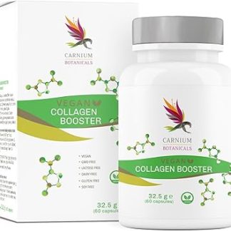 Carnium Botanicals Веганский коллагеновый бустер - 60 коллагеновых капсул - Экстракт бамбука, зеленый чай, шиповник, церамизиды™ - Веганский коллаген