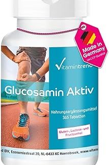 Vitamintrend Глюкозамин Актив, 365 таблеток, высокая доза, с МСМ, коллагеном, витамином С и селеном, пищевая добавка без стеарата магния, произведено в Германии.