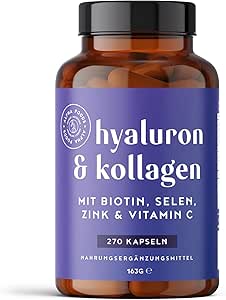 Гиалуроновая кислота и коллагеновый комплекс | 270 капсул | Высокая доза гиалуроновой кислоты, биотина, селена, цинка, витамина С и экстракта бамбука | Гиалуроново-коллагеновый комплекс | Для кожи, волос и ногтей | Alpha Foods