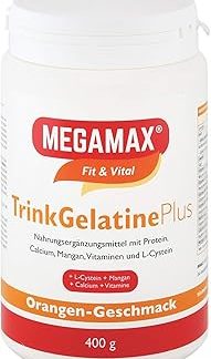 Megamax Nutrition - 400 г - питьевой желатиновый порошок - с гидролизатом коллагена, биотином и витамином С. Апельсиновый вкус. Идеально подходит в качестве ежедневной добавки для кожи, волос и ногтей*.