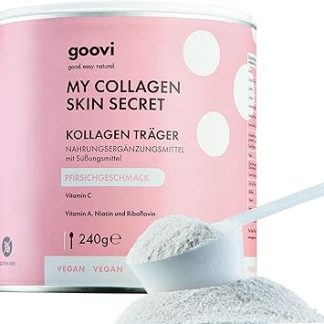 GOOVI My Collagen Skin Secret - Поддержка коллагена - Растительный порошок для поддержки коллагена с витамином С - Персиковый вкус - 240 г