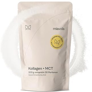 Коллагеновый порошок miavola MCT - Биоактивные пептиды гидролизата коллагена с порошком MCT на кокосовой основе - Протеиновый порошок - Экологически чистое травяное откормление, безвкусный, оптимальная растворимость