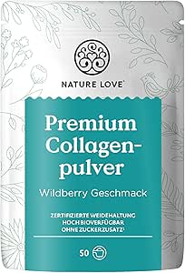 NATURE LOVE Премиальный коллагеновый порошок 500 г - со вкусом лесных ягод - Коллаген из молока пасущихся коров, высокобиодоступный, без добавления сахара, только подсластители - Протестировано в лаборатории и произведено в Германии