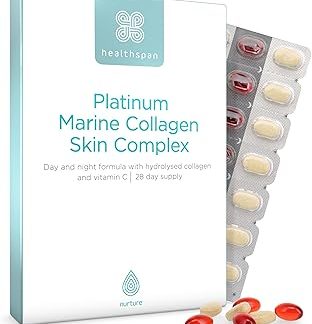 Комплекс для кожи Healthspan Platinum Marine Collagen Skin Complex (на 28 дней) | Высококачественное средство для дневного и ночного применения | Содержит пептиды морского коллагена, витамин С и микроэлементы | Поддерживает здоровье кожи
