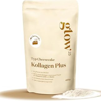 Glow25 Collagen Plus Cheesecake [450 г] - Гидролизат коллагена с витамином С, цинком и биотином - Пептиды типа 1 и 3 - Хорошая растворимость