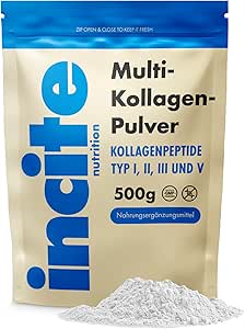 Incite Nutrition Мультиколлагеновый порошок без вкуса, 500 г. Источник коллагена типов 1, 2, 3 и 5. Незаменимая добавка для кожи, суставов, костей, волос, ногтей и восстановления мышц.