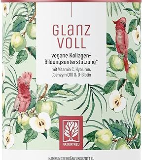 NATURTREU Веганский заменитель коллагена в порошке* - Веганский продукт для поддержки выработки коллагена, содержащий гиалуроновую кислоту, Q10, биотин и витамин С - 300 г веганского порошка со вкусом яблока
