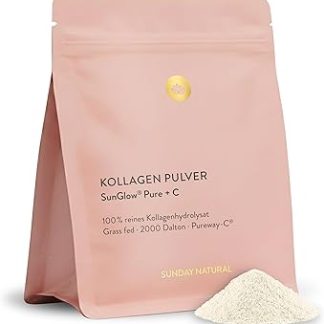 SUNDAY NATURAL SunGlow Чистый коллагеновый порошок - 452 г - Коллагеновый порошок с витамином С - Высококачественный гидролизат коллагена - Изготовлен из коллагена 1 и 3 типов - Отличная растворимость - Без вкуса