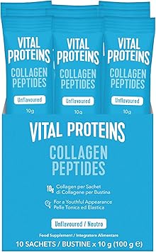 Vital Proteins Коллагеновые пептиды, 10 пакетиков по 10 г - Чистые коллагеновые пептиды - Для красоты кожи, волос и ногтей - Без вкуса - Оптимально растворимые - Гидролизованный коллаген типов 1 и 3