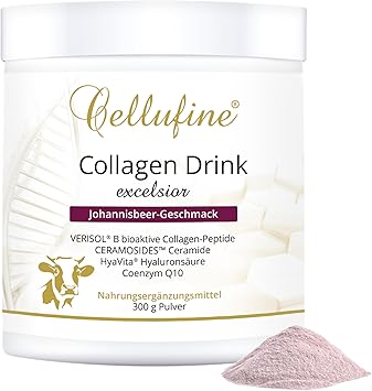 Cellufine® Премиальный коллагеновый напиток с коллагеновыми пептидами Verisol + гиалуроновой кислотой HyaVita – 260 г – Черная смородина