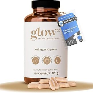 Glow25 Коллагеновые капсулы высокой дозы [180 капсул] с гиалуроновой кислотой и витамином С | Премиальный коллагеновый комплекс | Протестировано в лаборатории
