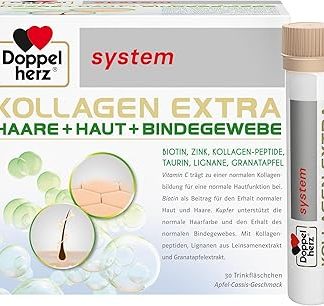 Doppelherz System Collagen Extra - с биотином для поддержания нормального состояния кожи и волос - 30 бутылок для питья