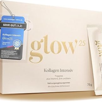 Интенсивный коллагеновый гель Glow25 [30 стиков] - с трипептидами, витамином С, цинком и биотином - высококачественный гидролизат морского коллагена - пептиды типа 1 и 3 - хорошая растворимость