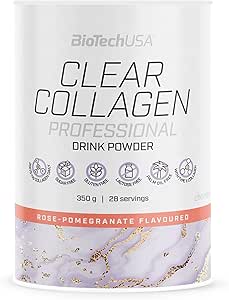 BioTechUSA Clear Collagen Professional Ароматизированный напиток в порошке с гидролизованным коллагеном, гиалуроновой кислотой и аминокислотами, 350 г, роза-гранат
