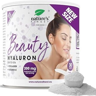 Порошок гиалуроновой кислоты и коллагена Nature's Finest Beauty - высокая доза: 200 мг гиалуроновой кислоты и 2500 мг коллагена на порцию - с витамином С для упругой и увлажненной кожи - 150 г