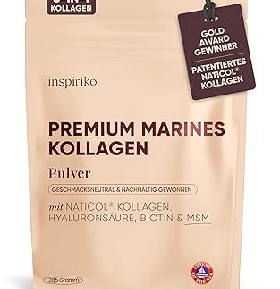 Коллагеновый порошок Inspiriko Marines - пептиды коллагена Naticol (типы I, II и III) с витамином С, гиалуроновой кислотой, биотином и МСМ - безвкусный рыбий коллаген для кожи, волос и ногтей.