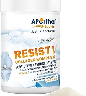 APOrtha Sports Resist! Питательный комплекс с Fortigel + Tendoforte - порошок 340 г, инновационные биоактивные коллагеновые пептиды с глюкозамином и гиалуроновой кислотой, без глютена, гипоаллергенный, без лактозы.