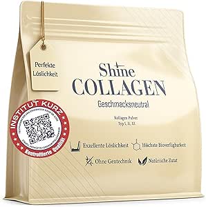 Коллагеновый порошок Shine 500 г - 100% коллагеновые пептиды, высококачественный гидролизат типов 1, 2 и 3, халяль, отличная растворимость, нейтральный вкус.