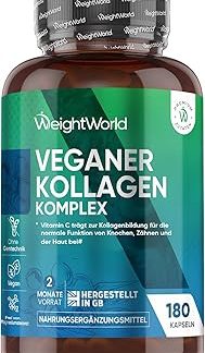 Капсулы WeightWorld Vegan Collagen Complex с гиалуроновой кислотой, цинком, МСМ, витаминами С и Е, ресвератролом, 180 капсул. Способствуют улучшению состояния кожи, волос, ногтей и образованию коллагена в организме.