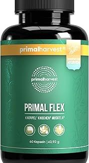 Primal Harvest® Joint Aktiv Plus – 60 высокодозированных и прошедших лабораторные испытания капсул с магнием и витамином С для нормальной работы костей – разработано на основе аюрведических принципов – содержит гиалуроновую кислоту и коллаген.