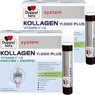 Doppelherz system Kollagen 11,000 Plus - с питательными веществами, способствующими здоровью опорно-двигательного аппарата и защите клеток - 2 x 30 бутылок для питья