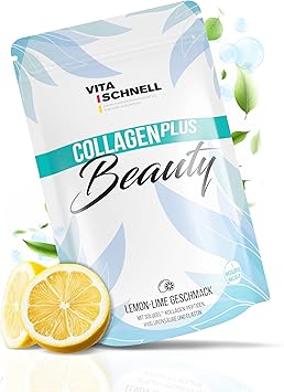 Vita Schnell Collagen Plus Beauty 360 г - Высокодозированный коллагеновый порошок с коллагеновыми пептидами Solugel® - Коллагеновый гиалуроновый порошок и витамины - Для кожи, волос и ногтей - Сделано в Германии