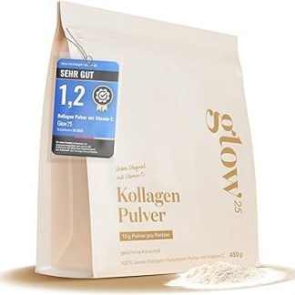 Коллагеновый порошок Glow25 [450 г] - Наш оригинальный продукт - Гидролизат коллагена с витамином С - Пептиды типа 1 и 3 - Хорошая растворимость - Нейтральный