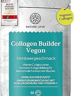 NATURE LOVE Веганский коллаген – порошок 500 г – Веганский коллаген – Малиновый вкус – Чистая растительная альтернатива коллагеновому порошку – Веганский стимулятор выработки коллагена – Протестировано в лаборатории, произведено в Германии