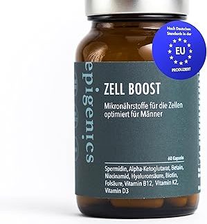 Капсулы Epigenics Zell Booster для мужчин с йодом, AKG и NAD+ и витаминами (на 30 дней) - Биологически активная добавка с микроэлементами для метаболизма - Антивозрастной эффект с TMG, бетаином и фолиевой кислотой