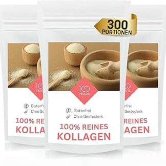 Высокодозированный коллагеновый порошок «100 лет», 3 кг, без вкуса, 100% чистый коллагеновый порошок без добавок, коллагеновые пептиды типа 1, разлито в бутылки в Германии.