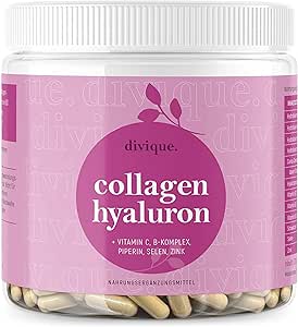 Капсулы Divique Collagen с высокой дозировкой, упаковка 270 шт. - Коллагеновый комплекс типов 1, 2, 3, 5, 10 - Капсулы с гиалуроновой кислотой, витамином С, биотином, селеном и цинком - 1500 мг коллагена
