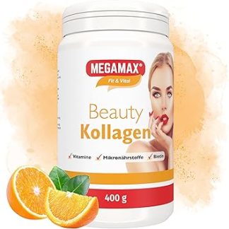 Megamax Nutrition - 400 г - Коллагеновый порошок для красоты - с гидролизатом коллагена, биотином и витамином С. Апельсиновый вкус. Идеально подходит в качестве ежедневной добавки для кожи, волос и ногтей*.