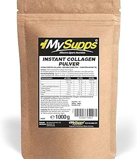 Коллагеновый порошок быстрого приготовления My Supps 1000 г - 100% биоактивный гидролизат коллагена пептидов типа 1 | 90% белка | Без вкуса и добавок | Протестировано в лаборатории и произведено в Германии