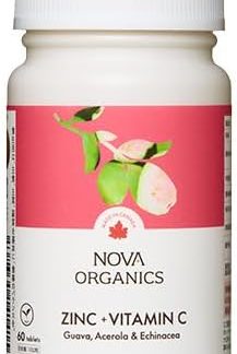 NOVA ORGANICS Zinc + Vitamin C Protection Formula, 60 Capsules, 1 Month Supplement, Organic Supplement, 100% Naturally Derived