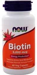 Biotin (Vitamin H) 5,000 mcg (5 mg) 60 capsules