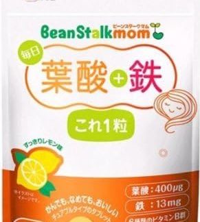 Bean Starkum Daily Folic Acid + Iron 1 Tablet, 2.1 oz (60 g) (60 g) x 3 Bags Set