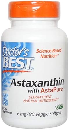 Set of 2 (Value Size) (High Concentration 1 Grain 6 mg), Best Astaxanthin, 6 mg, 90 Tablets