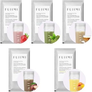 Fujimi Protein, Assorted 5 Types (Strawberry/Matcha/Milk Tea/Cocoa/Tropical VC) Sample Set, Whey Protein, Soy Protein, Individual Packaging, 1.1 oz (30 g) x 5 Bags
