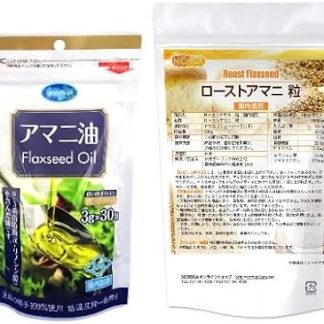 NICHIGA Roasted Flaxseed Granules 7.1 oz (200 g) + Linseed Oil 0.1 oz (3 g) x 30 Bags (Package Type), Domestic Roasted Flaxseed, Flaxseed, Omega 3 (n-3 Series) Fatty Acids [01]