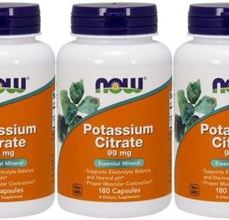 Set of 3: Potassium 99 mg (potassium citrate), 180 tablets (direct shipment overseas)
