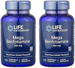 Set of 2: Mega Benfothiamine, 8.5 oz (250 mg), 120 Veggie Capsules (Direct from overseas)