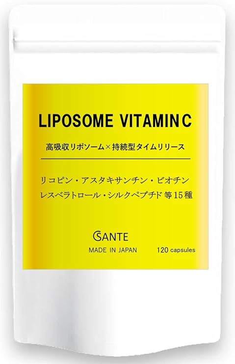 Nippon Sante High Absorption Liposome Vitamin C, 1,100 mg x 60 Day Supplement, 10 Types of Beauty Ingredients, Made in Japan, Patented Ingredients, 120 Tablets