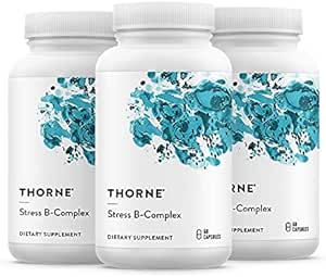 Thorne Vitamin B Supplement, Stress B Complex, Pantothenic Acid Strengthening, 60 Capsules, Set of 3, Total 180 Capsules / 180 Servings