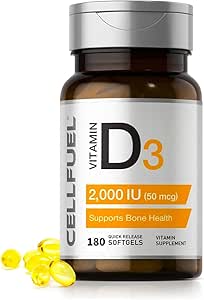 CELLFUEL Vitamin d3 2000iu (180 Day Supply), Small Grit, Large Capacity, Additive-free, CoA Analysis Certificate Included