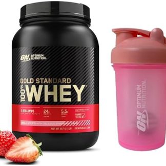 ON Gold Standard 100% Whey Protein, Delicious Strawberry, Main Ingredient WPI, 2 lb, Bottle Type, Compact Shaker, 15.2 fl oz (450 ml)